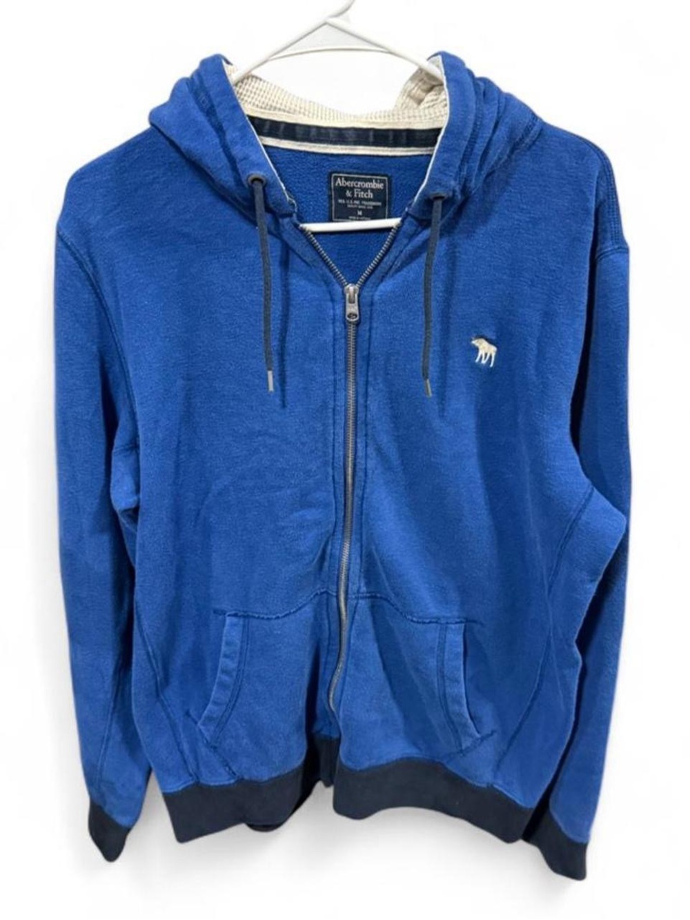 Abercrombie & Fitch Men's Royal Blue Full-Zip Hooded Sweatshirt